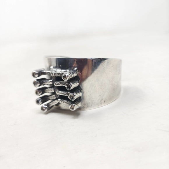 Jacob Hull Cuff Bracelet Silver Plate Ribcage Skeleton Denmark Brutalist RARE - Picture 8 of 12